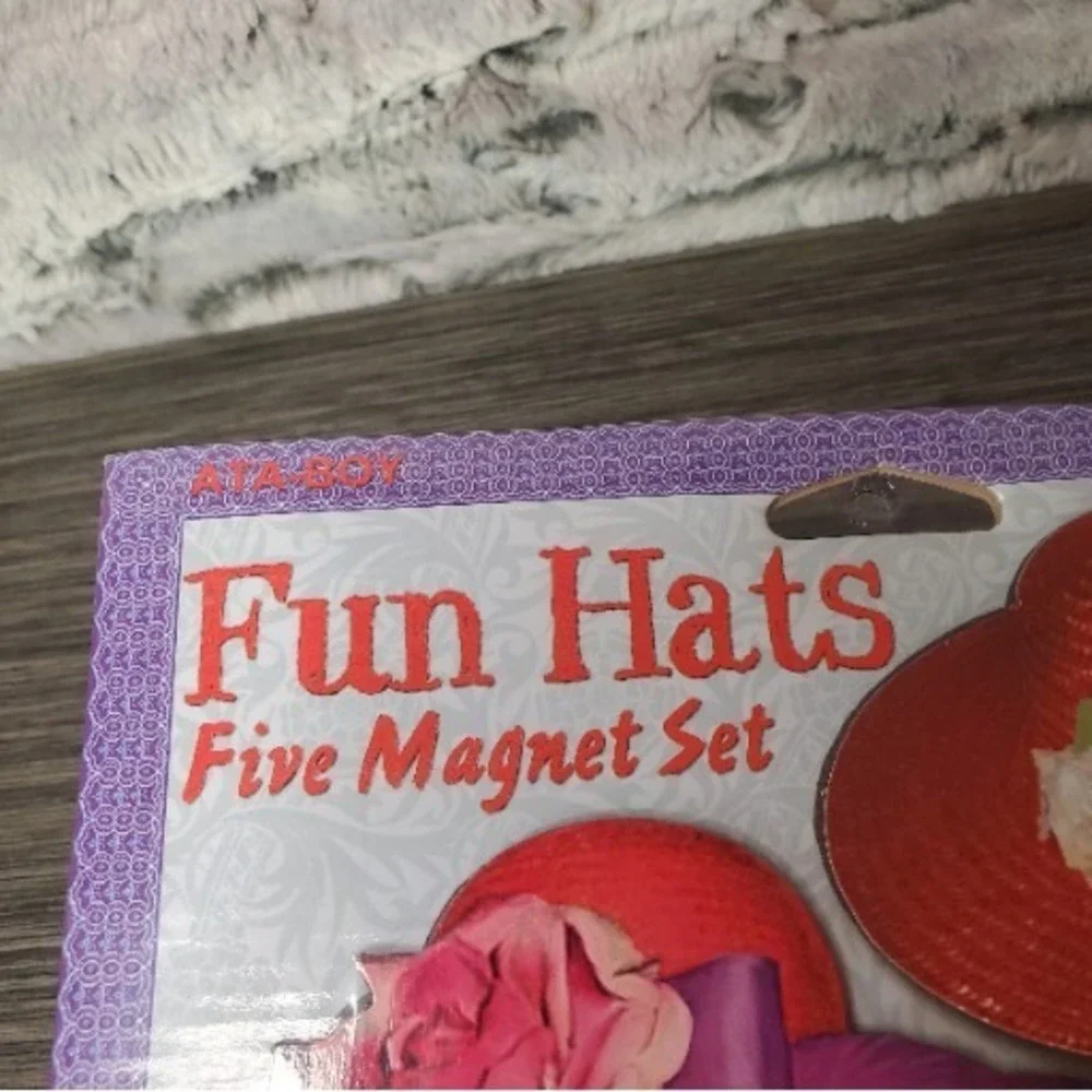 NOS - ATA-BOY Fun Hats Five Magnet Set Red Hat Sealed Fashion Fridge Decorations